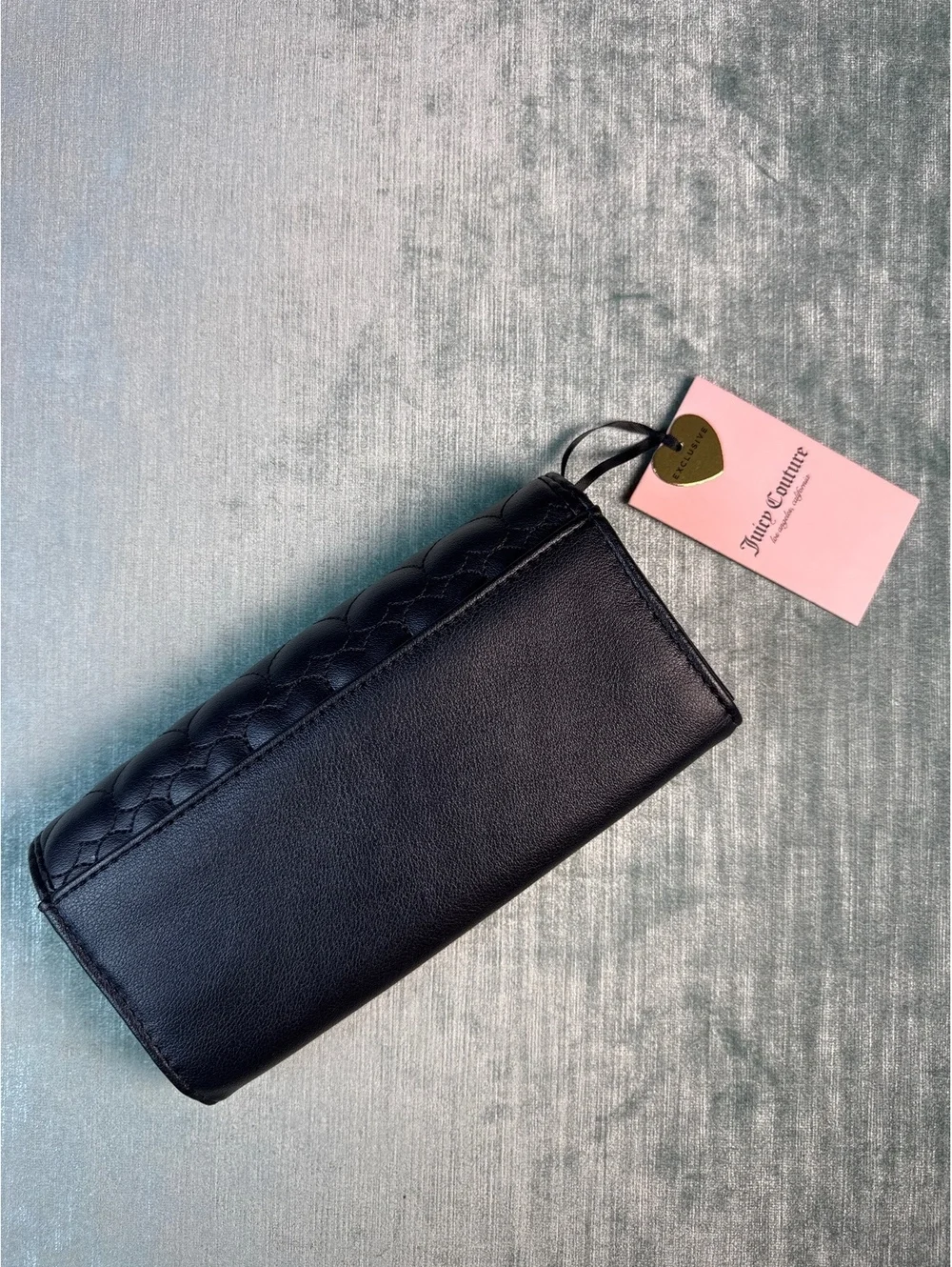 Juicy Couture Straight From the Heart Black Flap Wallet NWT